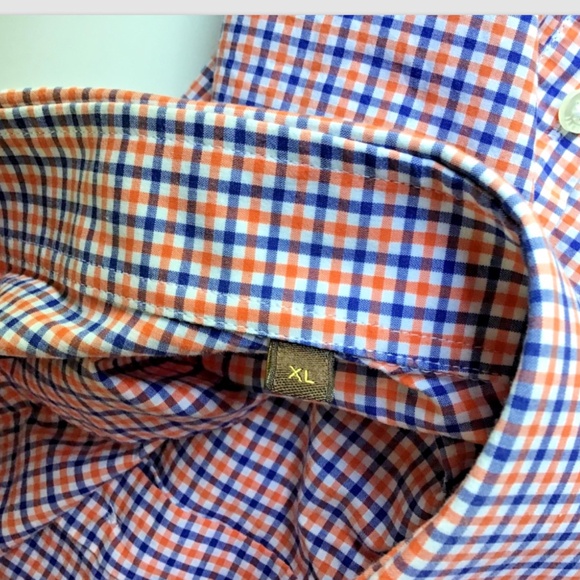 Moretti Italy slim fit navy & red checkered cotton dress shirt Sz XL - Picture 2 of 10